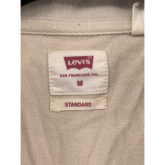 LEVI'S Men's Tan Solid Embroidered Logo Short Sleeve Housemark Polo Shirt SZ M - Picture 8 of 12